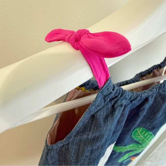 MINI BODEN BLUE DENIM GIRAFFE PRINT APPLIQUÉ SLEEVELESS TANK DRESS - Picture 5 of 8